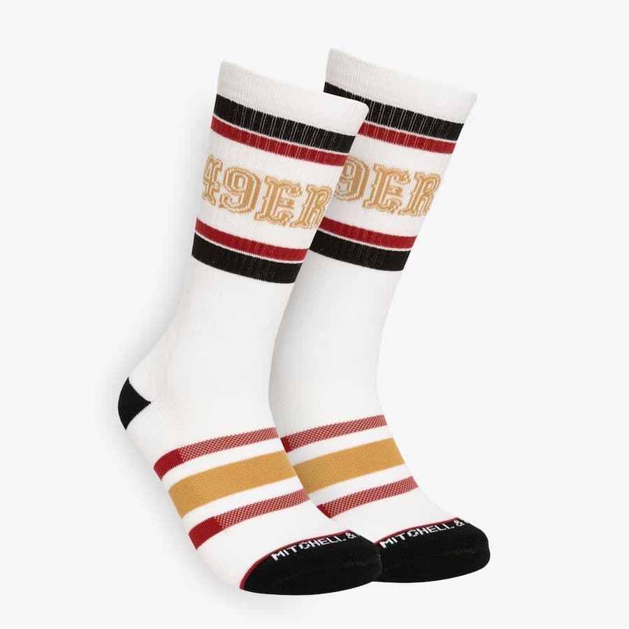 Спортивные носки Mitchell & Ness White San Francisco 49ers Team Stripes Crew Socks