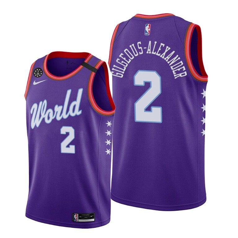 Баскетбольная джерси 2020 OKC Shai Gilgeous-Alexander #2 NBA Rising Star World Team Purple
