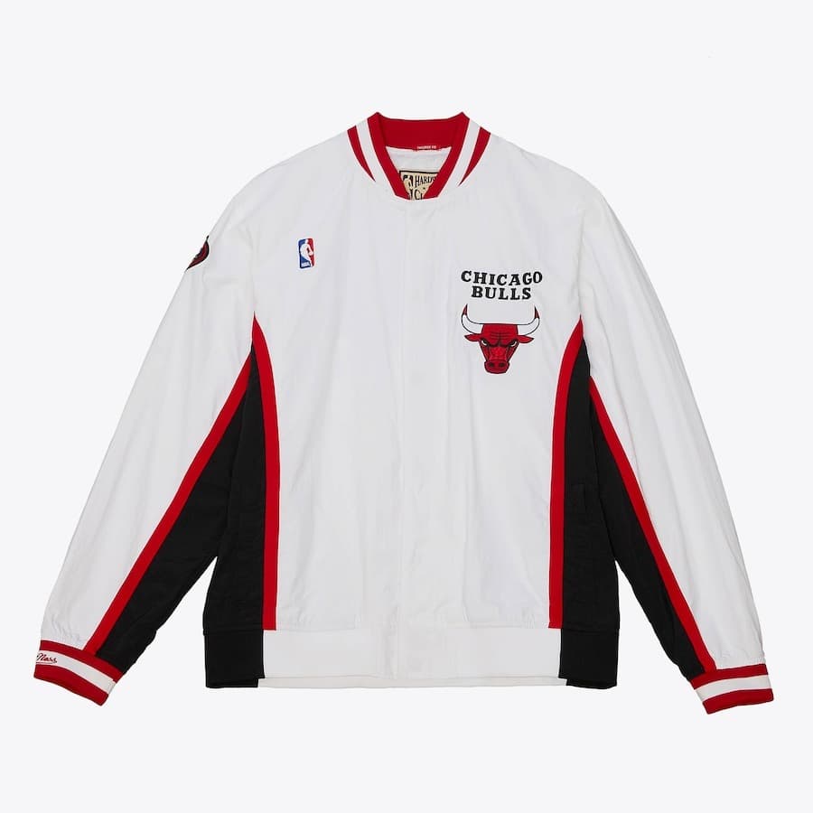 Бомбер Mitchell & Ness White Chicago Bulls 1998-99 Authentic Full-Snap Warm-Up Jacket