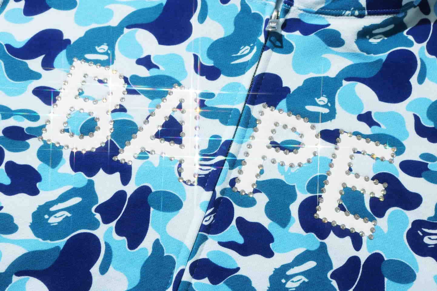 Худи BAPE ABC Camo BAPE Swarovski Full Zip Hoodie Blue