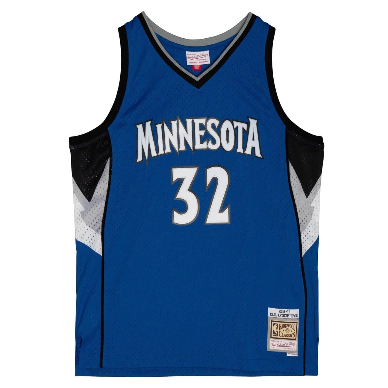 Баскетбольная джерси 2015-16 Minnesota Timberwolves Karl-Anthony Towns #32 Swingman Hardwood Classics Blue Jersey