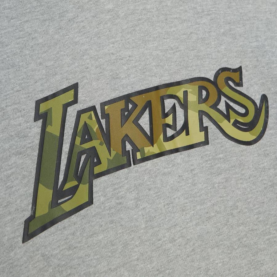 Худи Mitchell & Ness Heather Gray Los Angeles Lakers NBA Ghost Green Pullover Hoodie