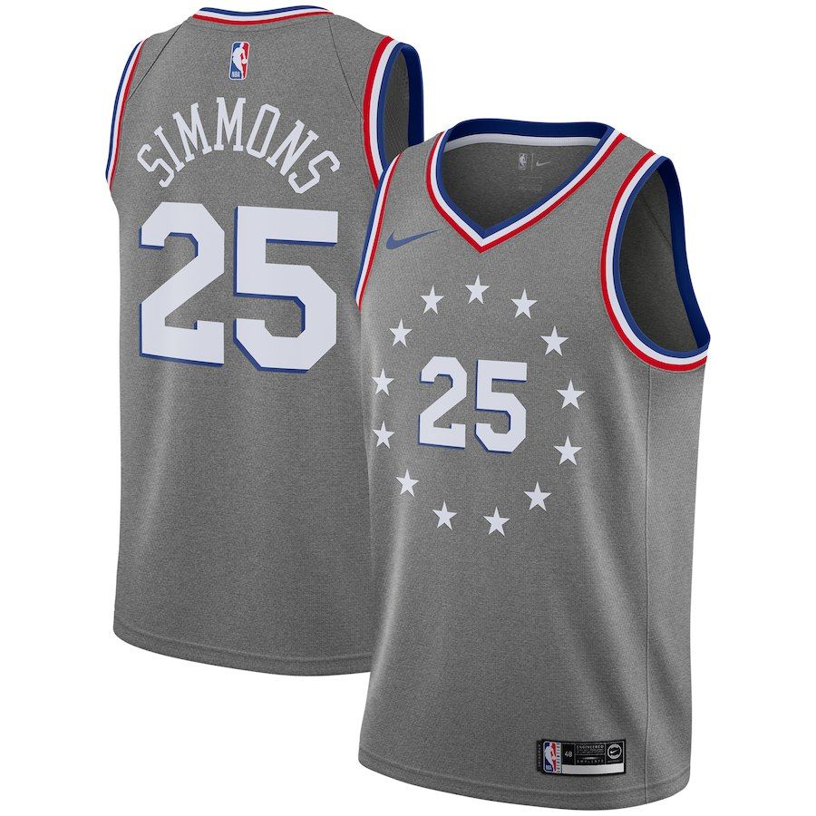 Баскетбольная джерси 2018-19 Ben Simmons 76ers #25 City Gray