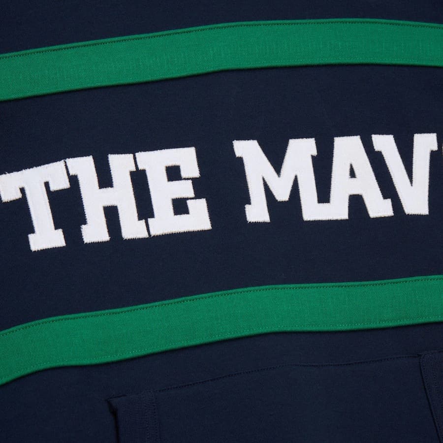 Худи Mitchell & Ness Navy Dallas Mavericks Vintage Logo Head Coach Fleece Pullover Hoodie