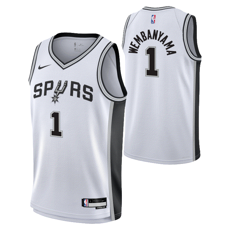 Баскетбольная джерси 2023-24 San Antonio Spurs Victor Wembanyama #1 Youth Swingman Association Edition White Jersey