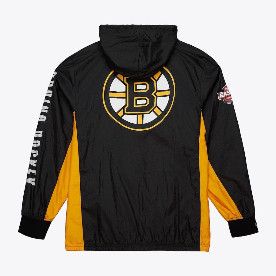 Анорак Mitchell & Ness Black Boston Bruins Team OG 2.0 Anorak Quarter-Zip Hoodie Windbreaker Jacket