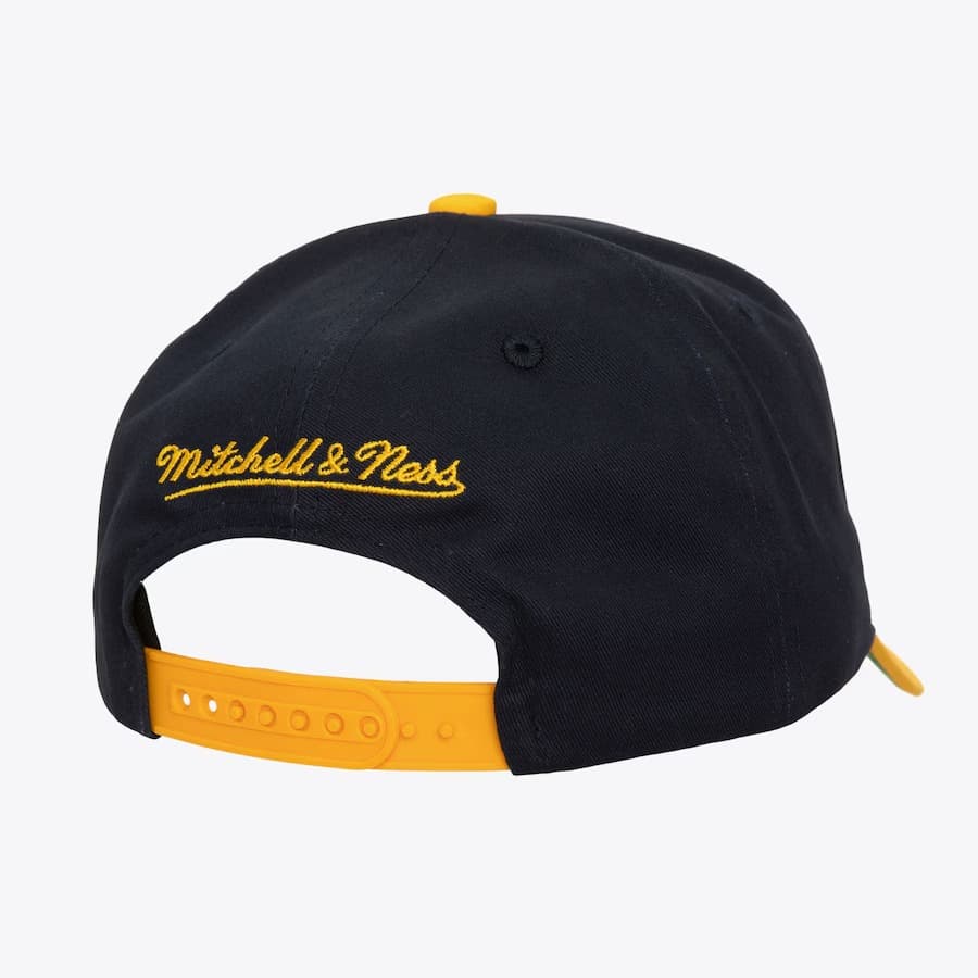 Бейсболка Mitchell & Ness Navy Golden State Warriors Eldy Script Hardwood Classics Snapback Hat