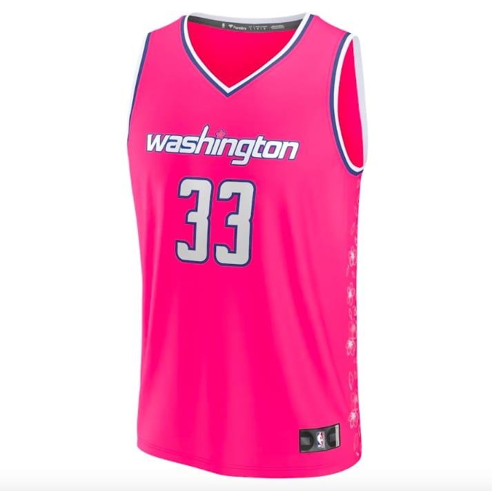 Баскетбольная джерси 2022-23 Washington Wizards #33 Kyle Kuzma Fastbreak City Pink Jersey