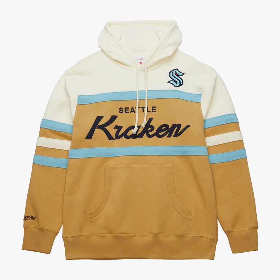 Худи Mitchell & Ness Tan Seattle Kraken Head Coach Fleece Pullover Hoodie