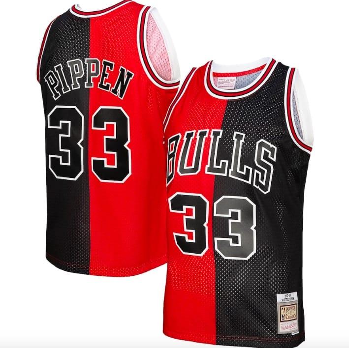 Баскетбольная джерси 1997-98 Chicago Bulls #33 Scottie Pippen Mitchell & Ness Split Red/Black Jersey