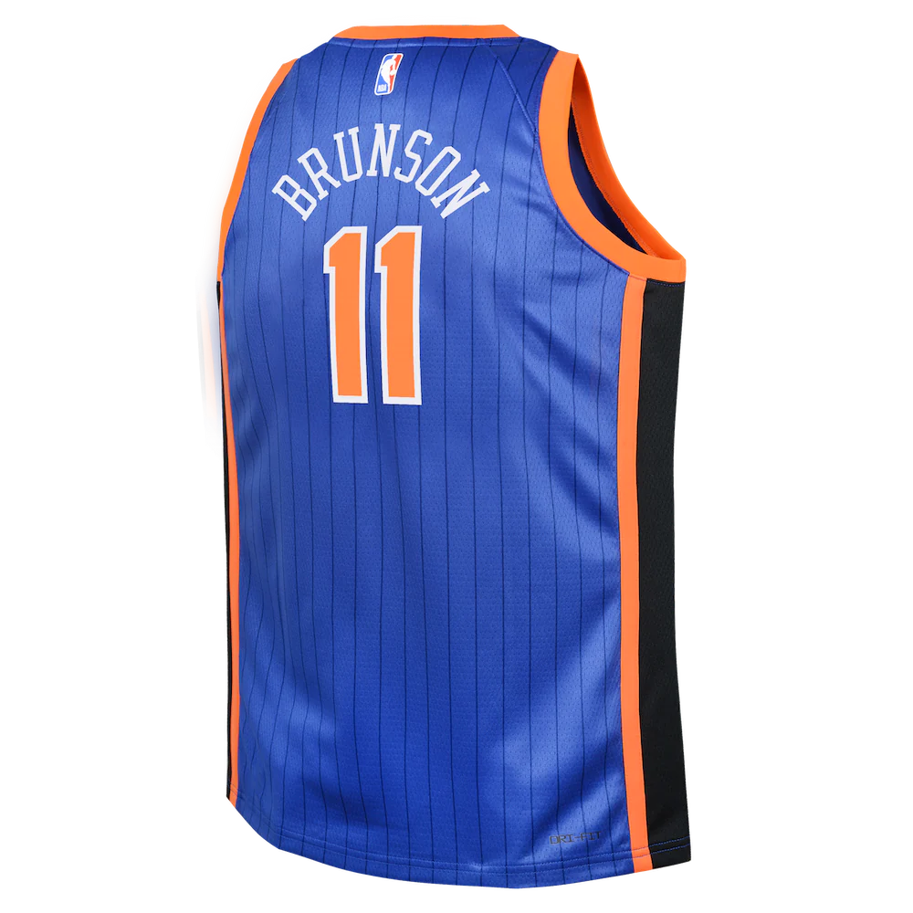 Баскетбольная джерси 2023-24 New York Knicks Jalen Brunson #11 Youth Swingman City Edition Blue Jersey