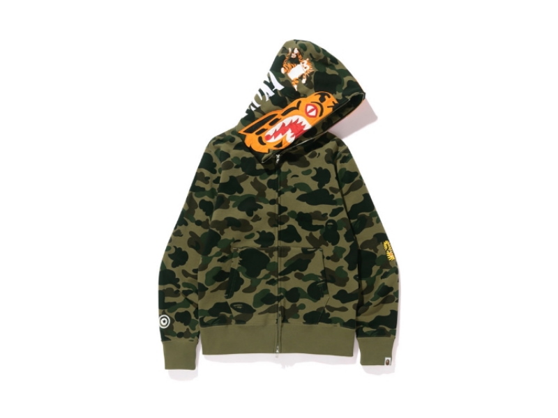 Худи BAPE 1st Camo Tiger Full Zip Hoodie Green