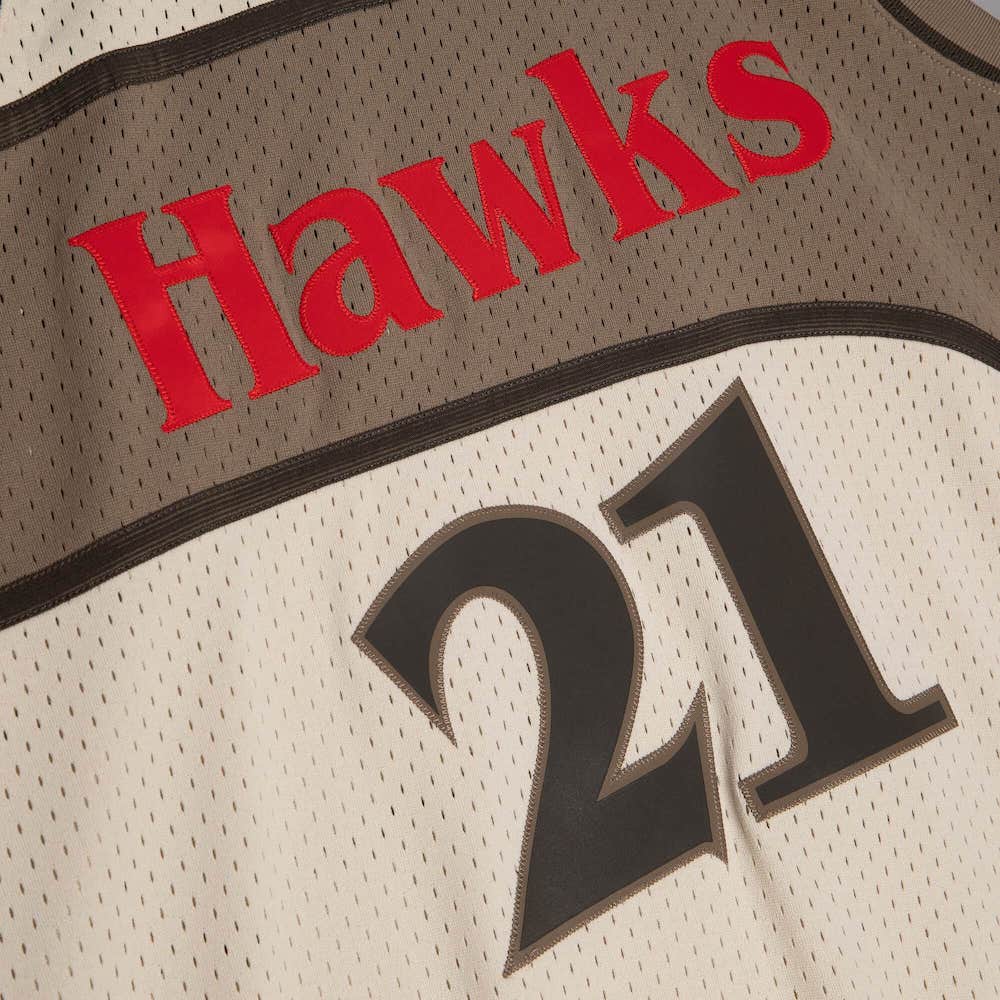 Баскетбольная джерси Atlanta Hawks #21 Dominique Wilkins Hardwood Classics Gray Jersey