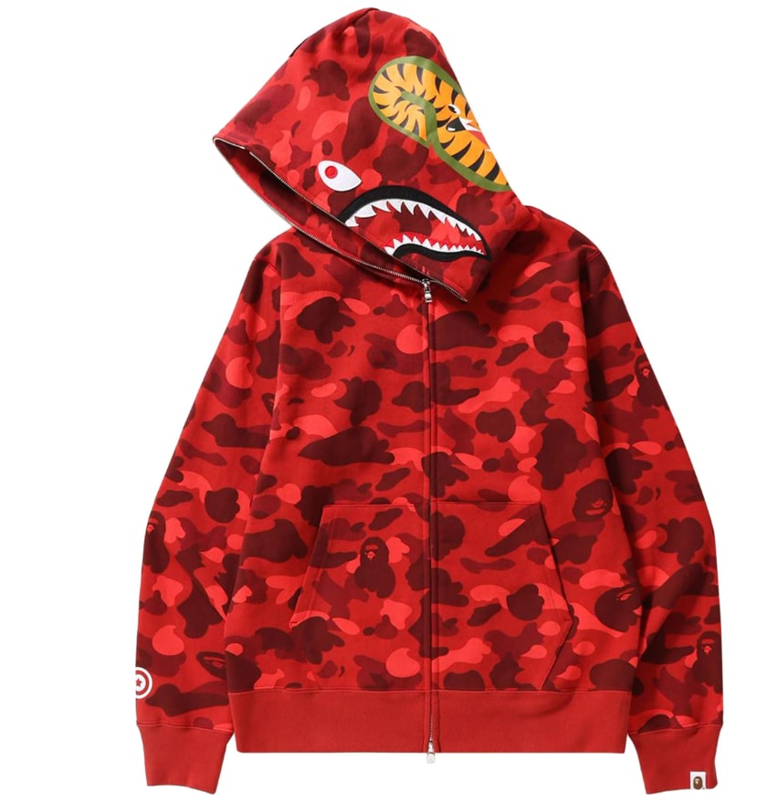 Худи BAPE Color Camo Shark Full Zip Hoodie Red