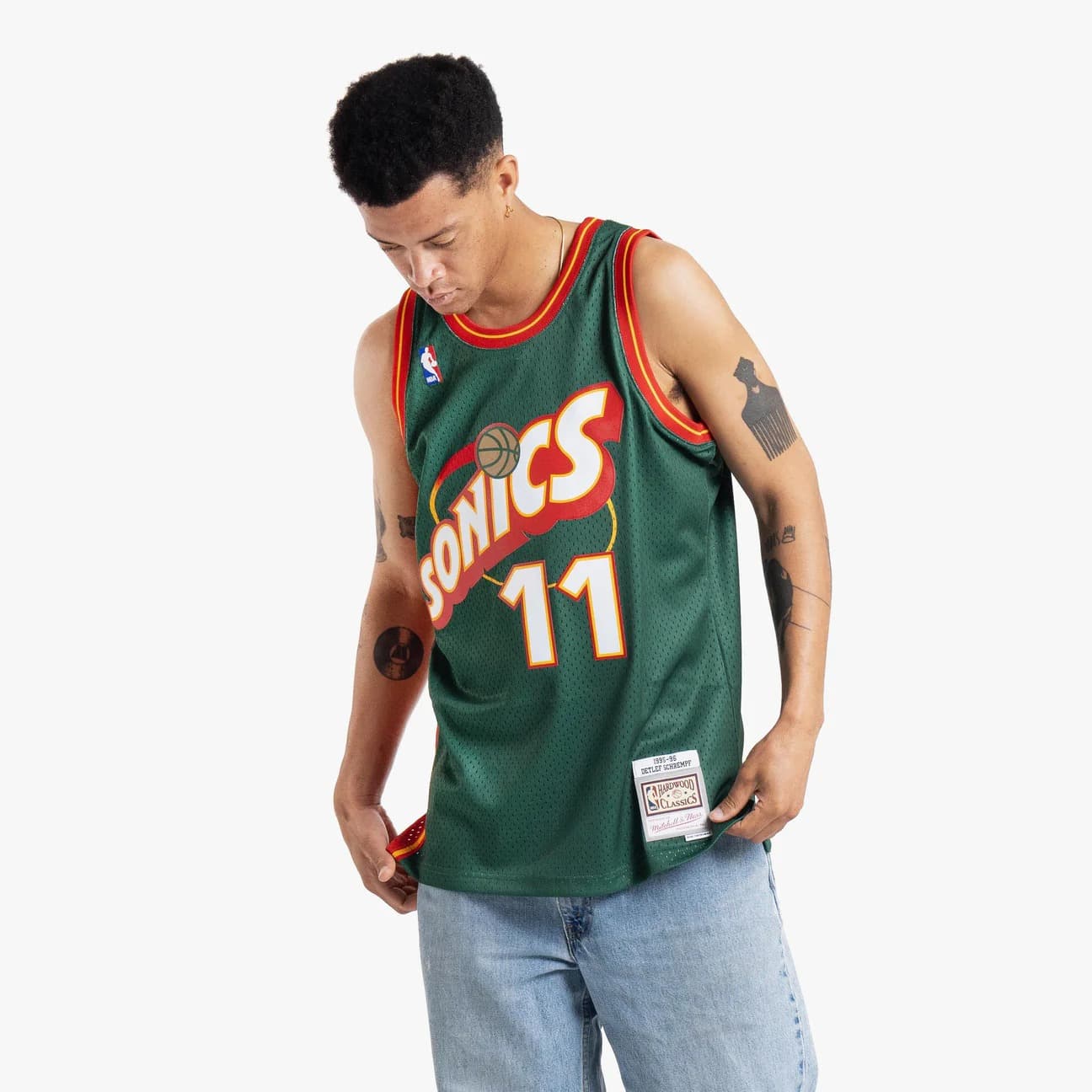 Баскетбольная джерси 1995-96 Seattle Supersonics Detlef Schrempf #11 Swingman Hardwood Classics Green Jersey