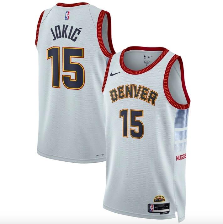 Баскетбольная джерси 2022-23 Denver Nuggets #15 Nikola Jokic Fast Break City Silver Jersey