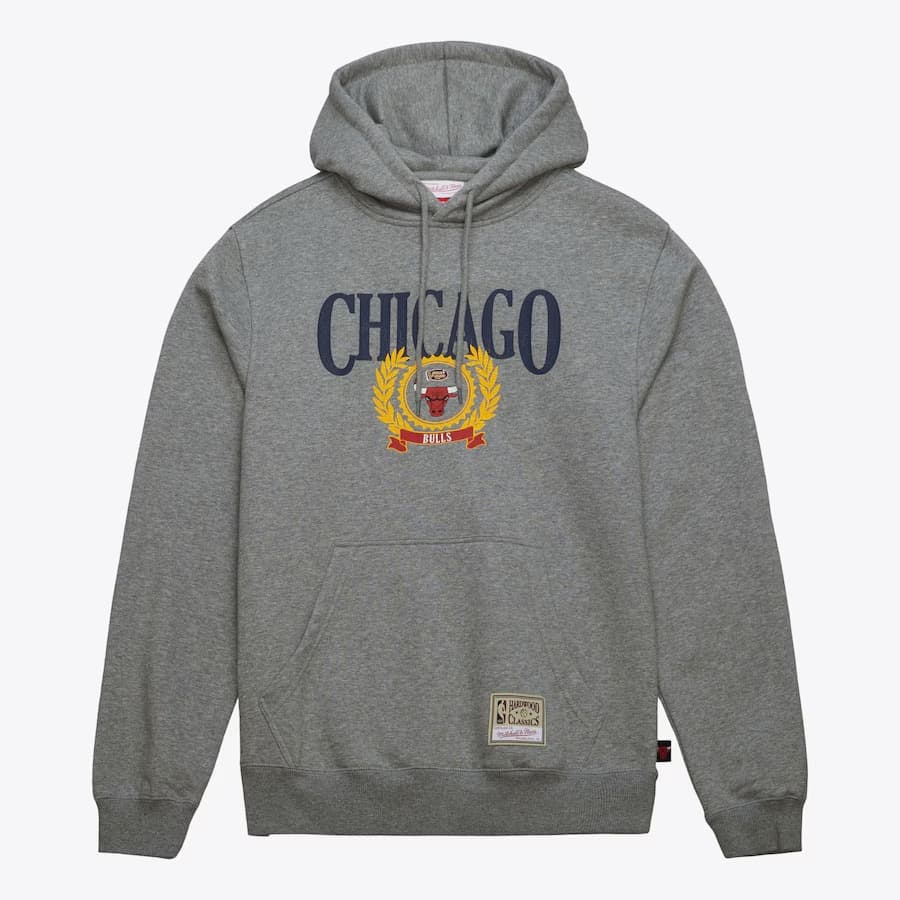 Худи Mitchell & Ness Gray Chicago Bulls Collegiate Pullover Hoodie