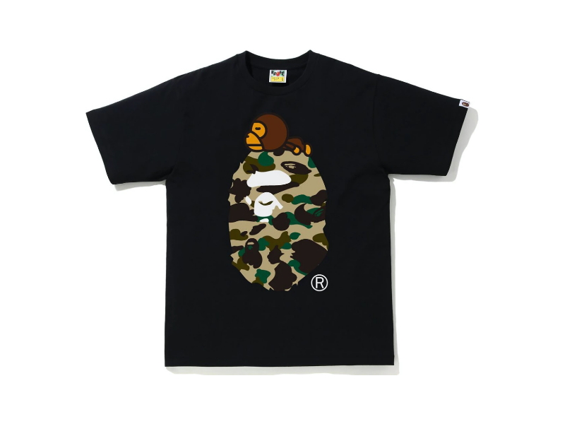 Футболка BAPE 1st Camo Milo on Big Ape Tee (FW21) Black/Yellow