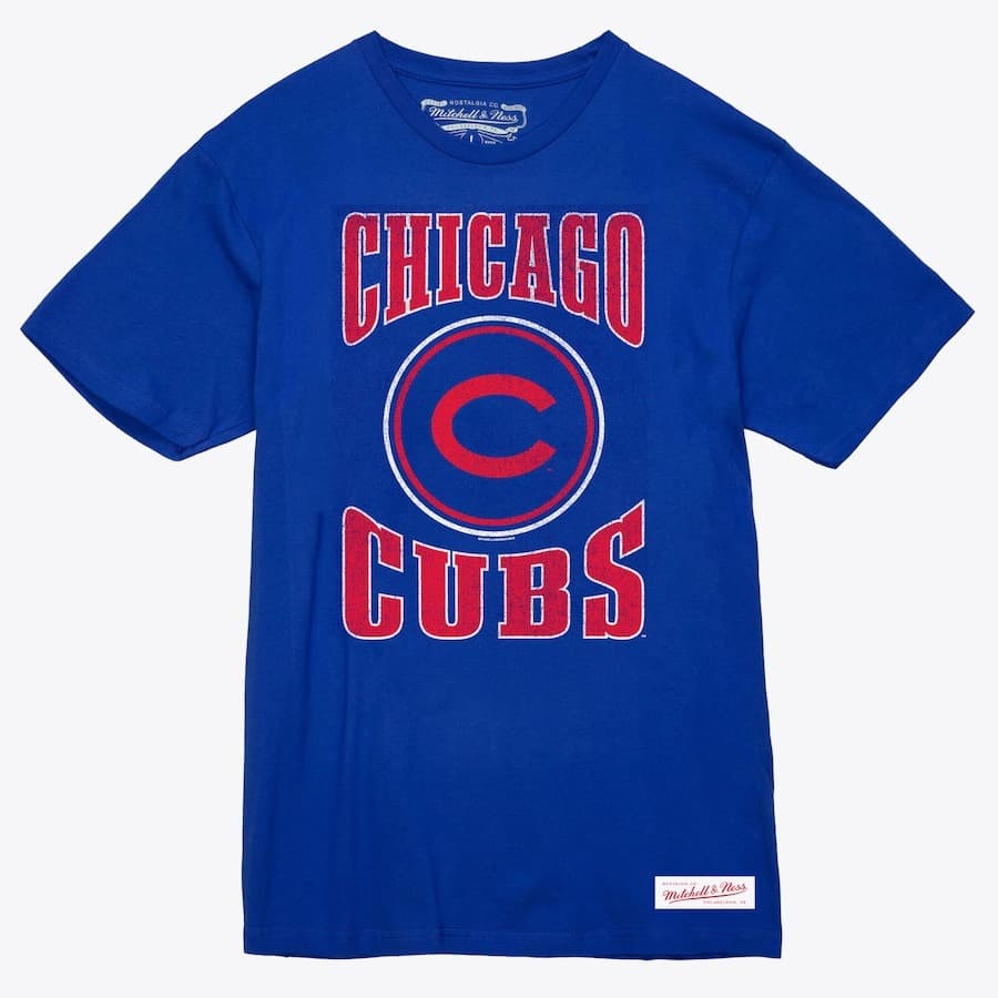 Футболка Mitchell & Ness Royal Chicago Cubs Arched Logo Slub T-Shirt