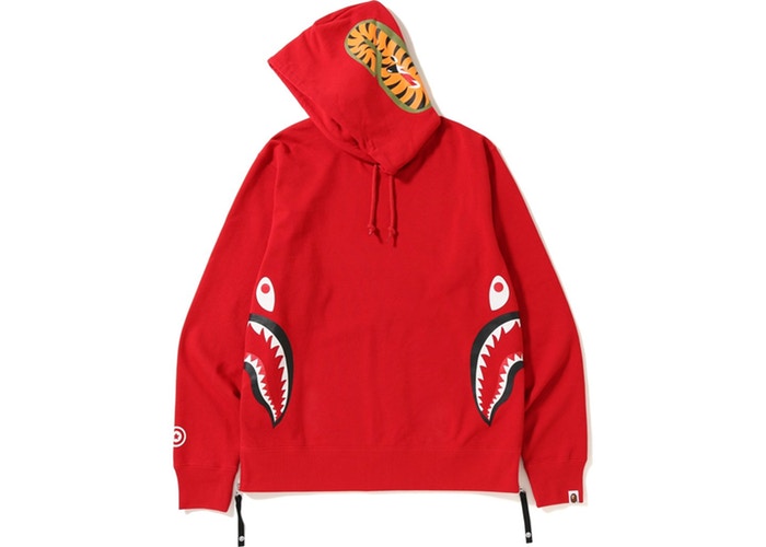 Худи BAPE Side Zip Shark Wide Pullover Hoodie Red