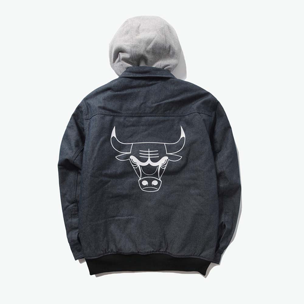 Куртка с капюшоном 2020 Chicago Bulls Grey Jacket Mens
