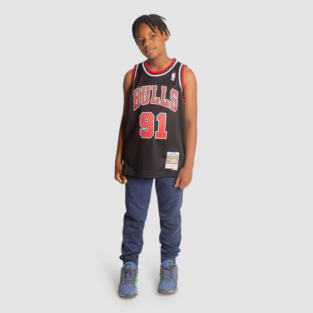 Баскетбольная джерси 1997-1998 Chicago Bulls Dennis Rodman #91 Youth Swingman Hardwood Classic Black Jersey