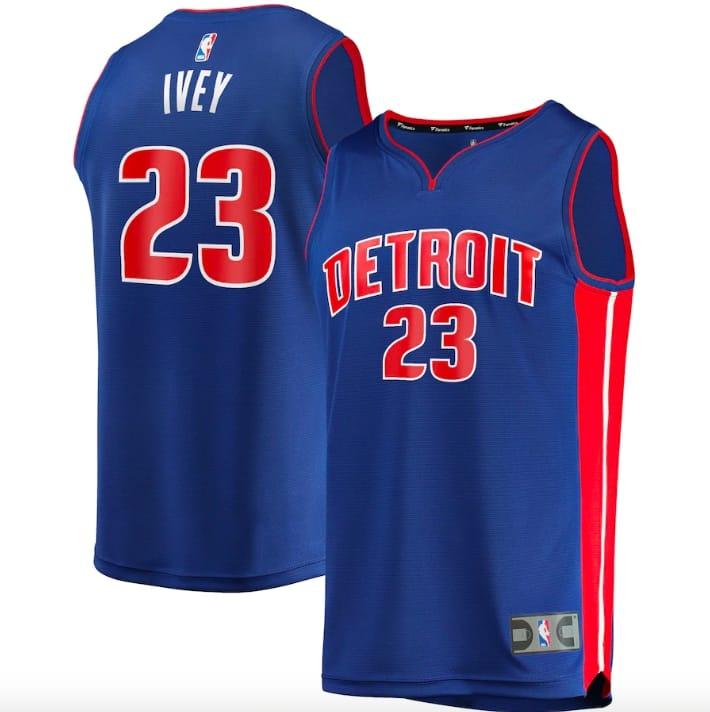 Баскетбольная джерси 2022 NBA Draft First Round Pick Detroit Pistons #23 Jaden Ivey Fast Break Icon Blue Jersey