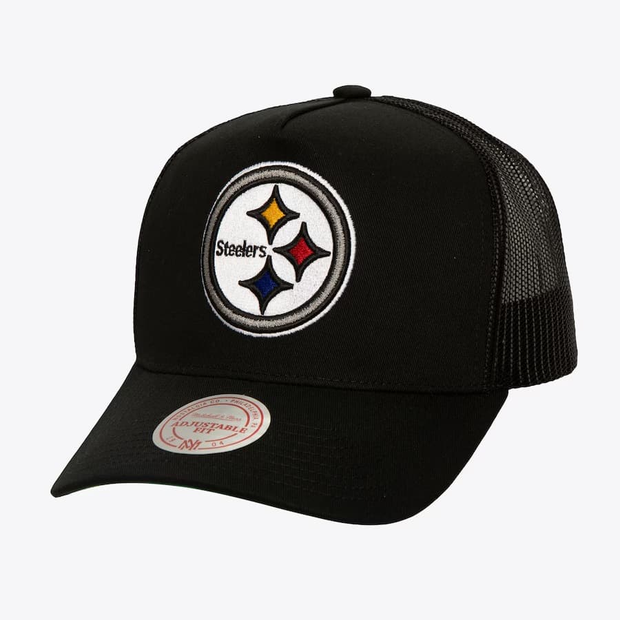 Бейсболка Mitchell & Ness Black Pittsburgh Steelers Core Trucker Snapback Hat