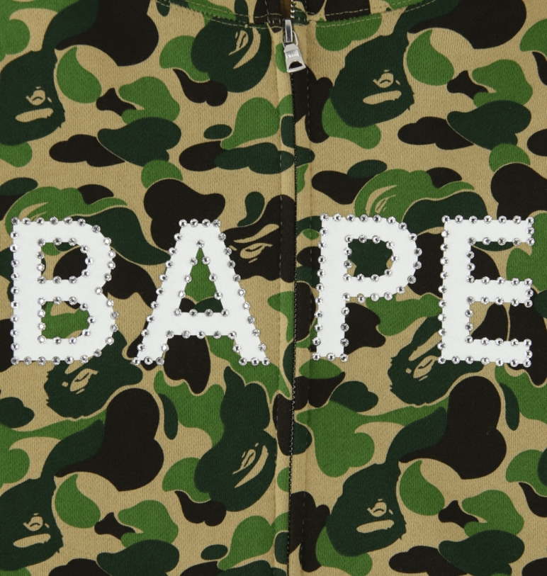 Худи BAPE ABC Camo BAPE Swarovski Full Zip Hoodie Green