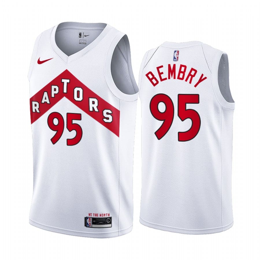 Баскетбольная джерси 2020-21 Toronto Raptors #95 De’Andre Bembry Association Edition White Swingman Jersey
