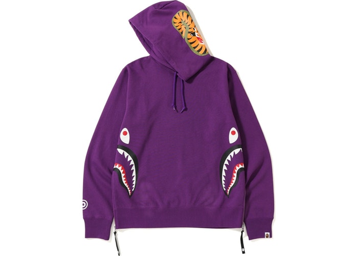 Худи BAPE Side Zip Shark Wide Pullover Hoodie Purple