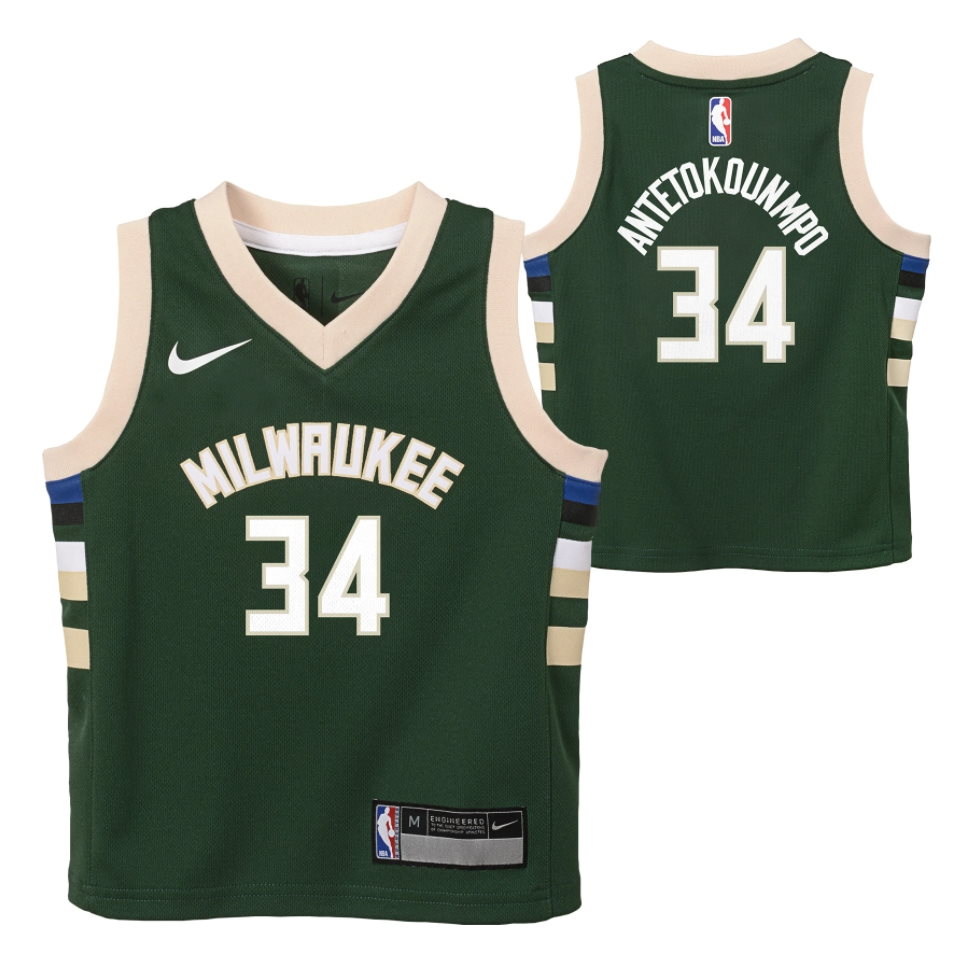 Баскетбольная джерси Nike Giannis Antetokounmpo Milwaukee Bucks 2021 Icon Edition Boys NBA Jersey