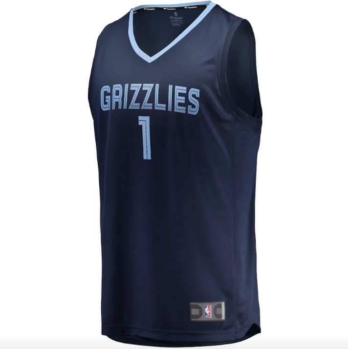 Баскетбольная джерси 2022 NBA Draft Second Round Pick Memphis Grizzlies #1 Kennedy Chandler Fast Break Icon Navy Jersey