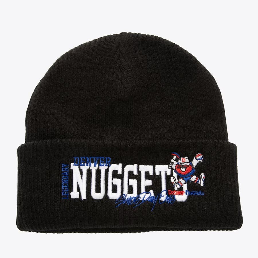 Шапка Mitchell & Ness Black Denver Nuggets Billboard Vintage Logo Cuffed Knit Beanie