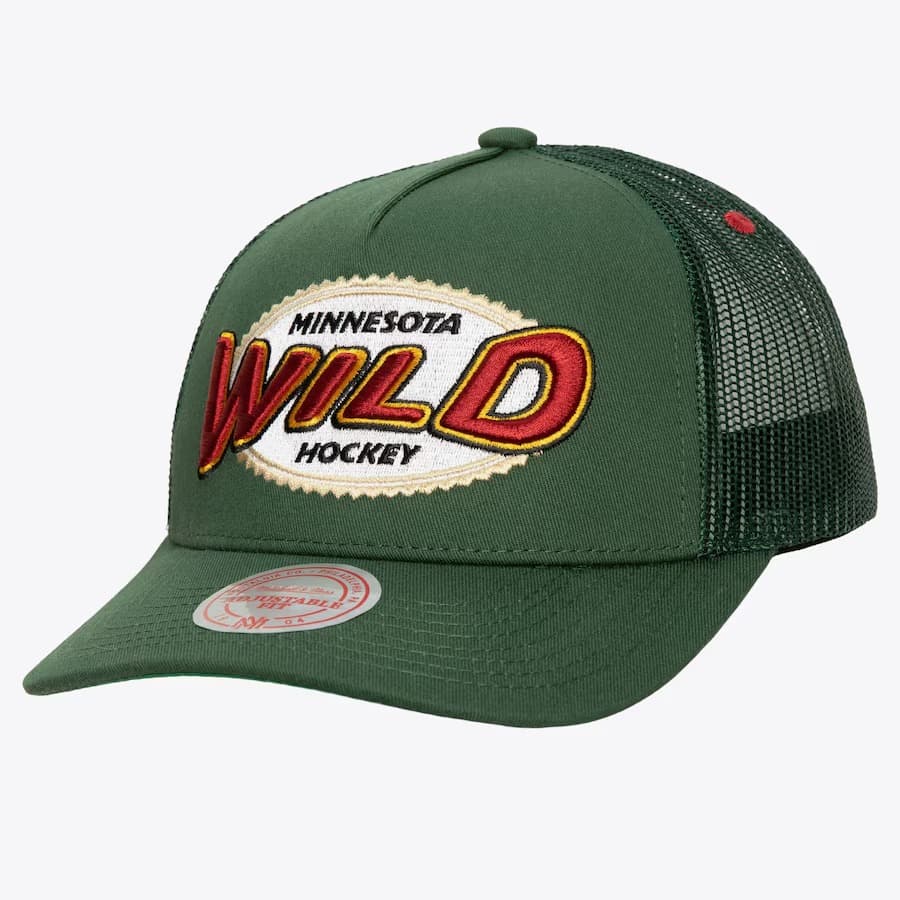 Бейсболка Mitchell & Ness Green Minnesota Wild Team Seal Trucker Adjustable Hat