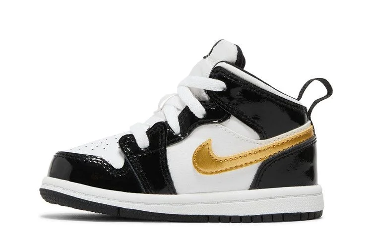 Кроссовки Air Jordan 1 Mid Patent SE TD 'Black Gold'