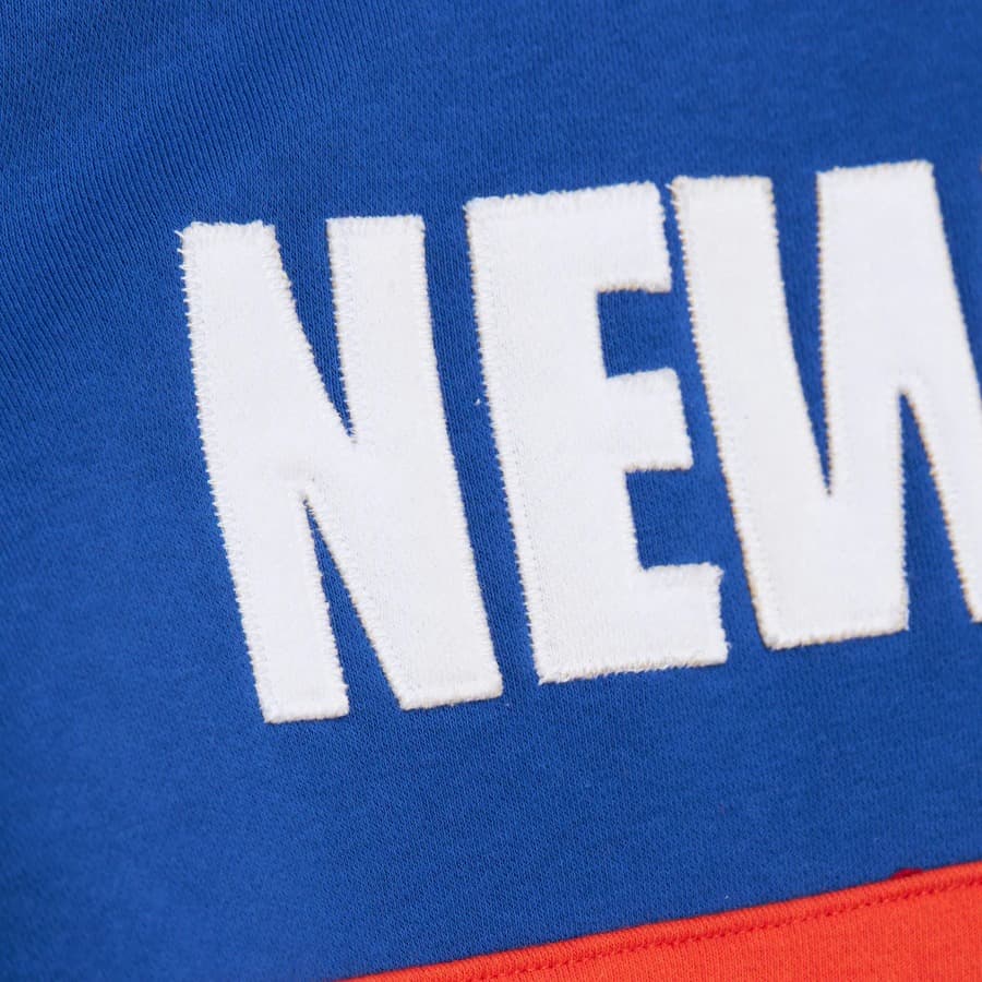 Худи Mitchell & Ness Blue New York Knicks Vintage Logo Head Coach Fleece Pullover Hoodie