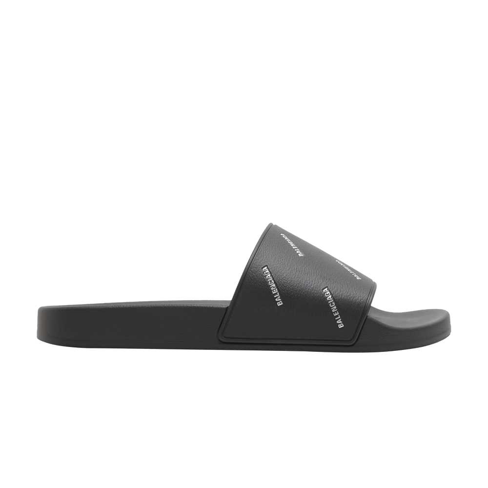 Кроссовки Balenciaga Pool Slides 'Repeat Logo - Black Silver'
