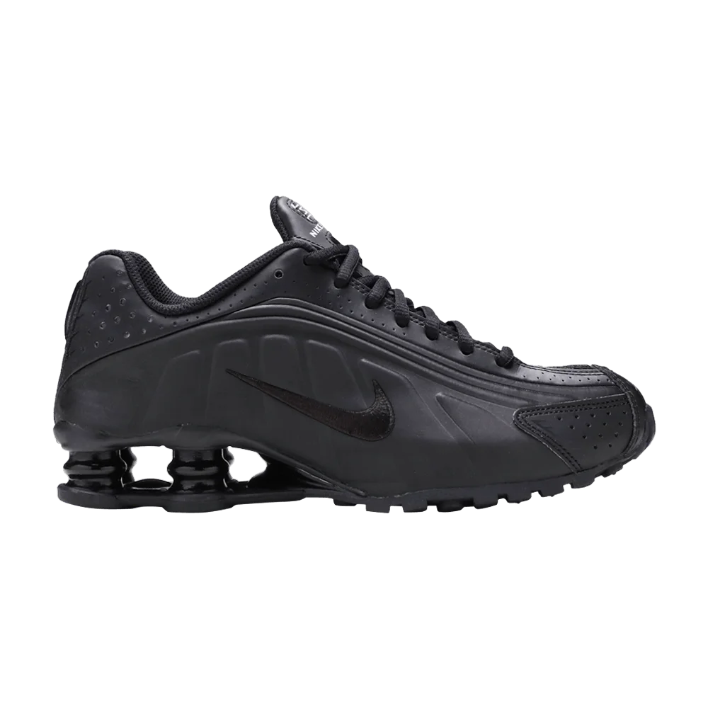 Krossovki-Nike-Shox-R4-GS-Triple-Black-Embroidered-Swoosh