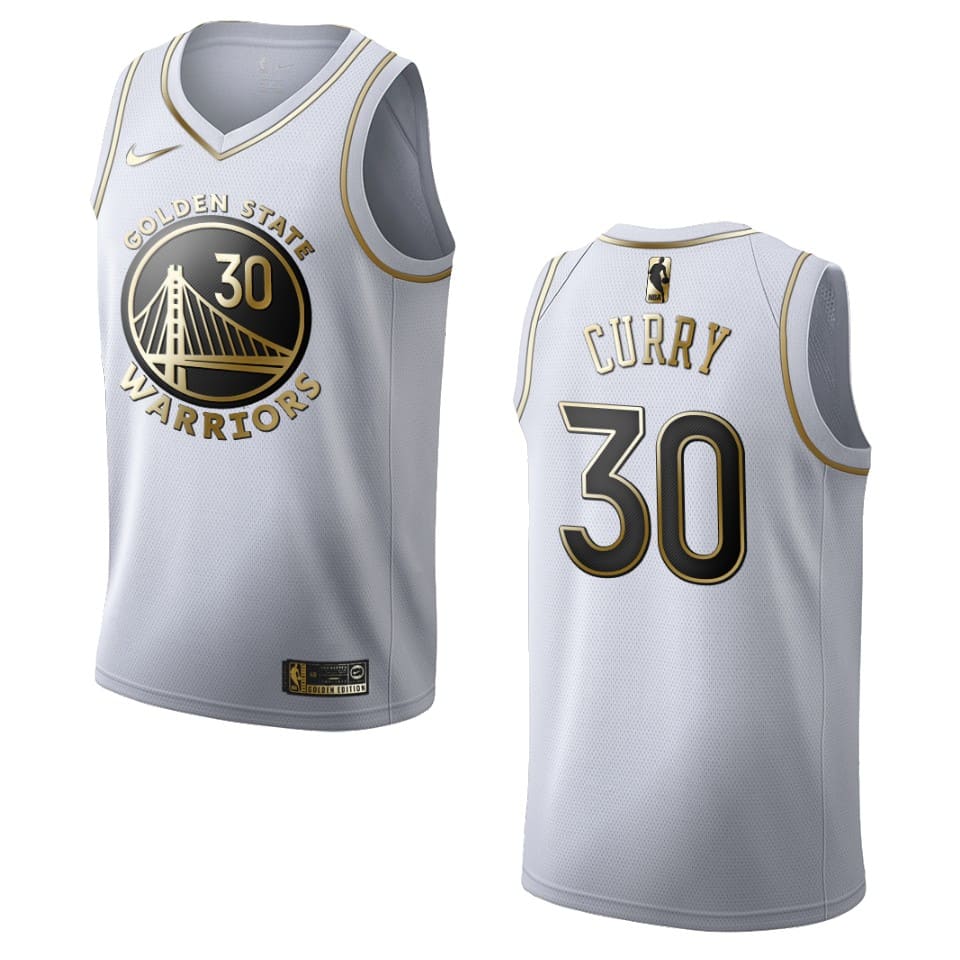 Баскетбольная джерси 2020 Warriors #30 Stephen Curry Golden Edition White Swingman Jersey