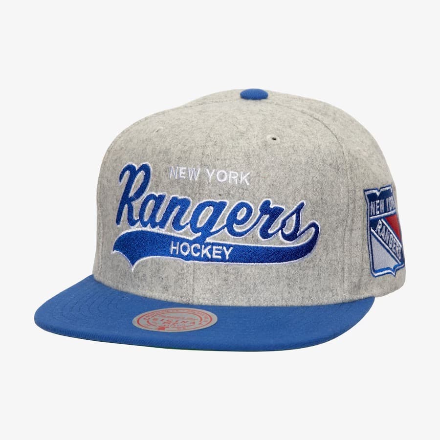 Бейсболка Mitchell & Ness Gray New York Rangers Tailsweep 2.0 Melton Snapback Hat