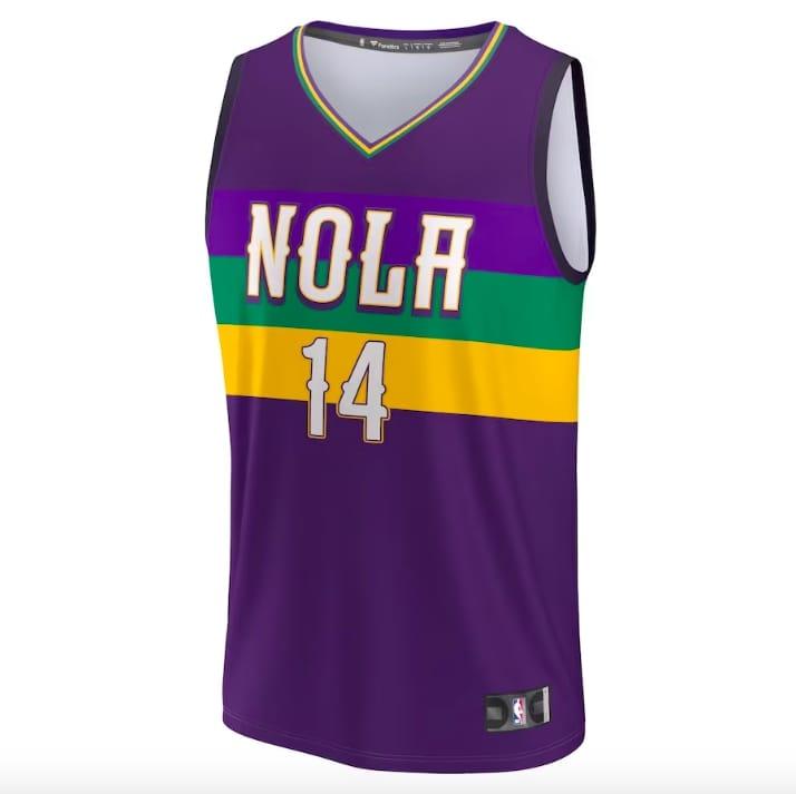Баскетбольная джерси 2022-23 New Orleans Pelicans #14 Brandon Ingram Fastbreak City Purple Jersey