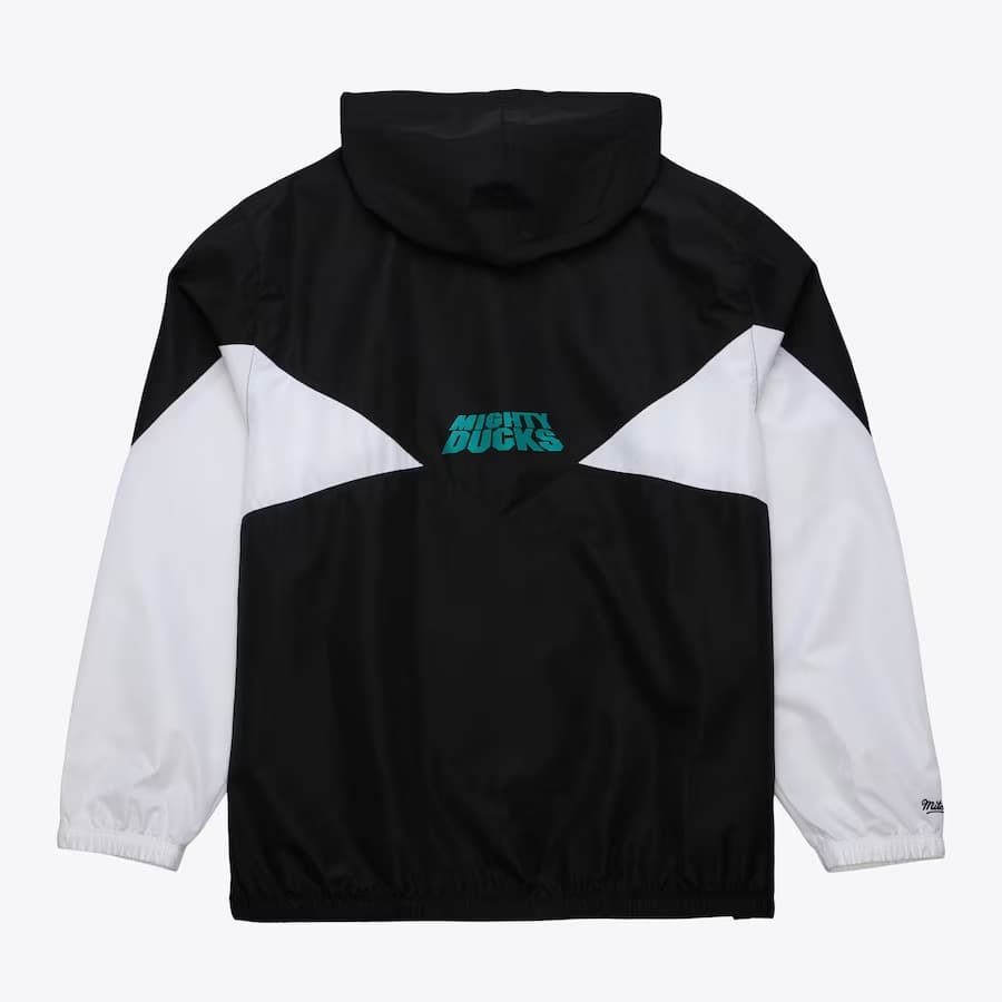 Ветровка с капюшоном Mitchell & Ness Black Anaheim Ducks Vintage Logo Ultimate Lightweight Full-Zip Windbreaker Jacket