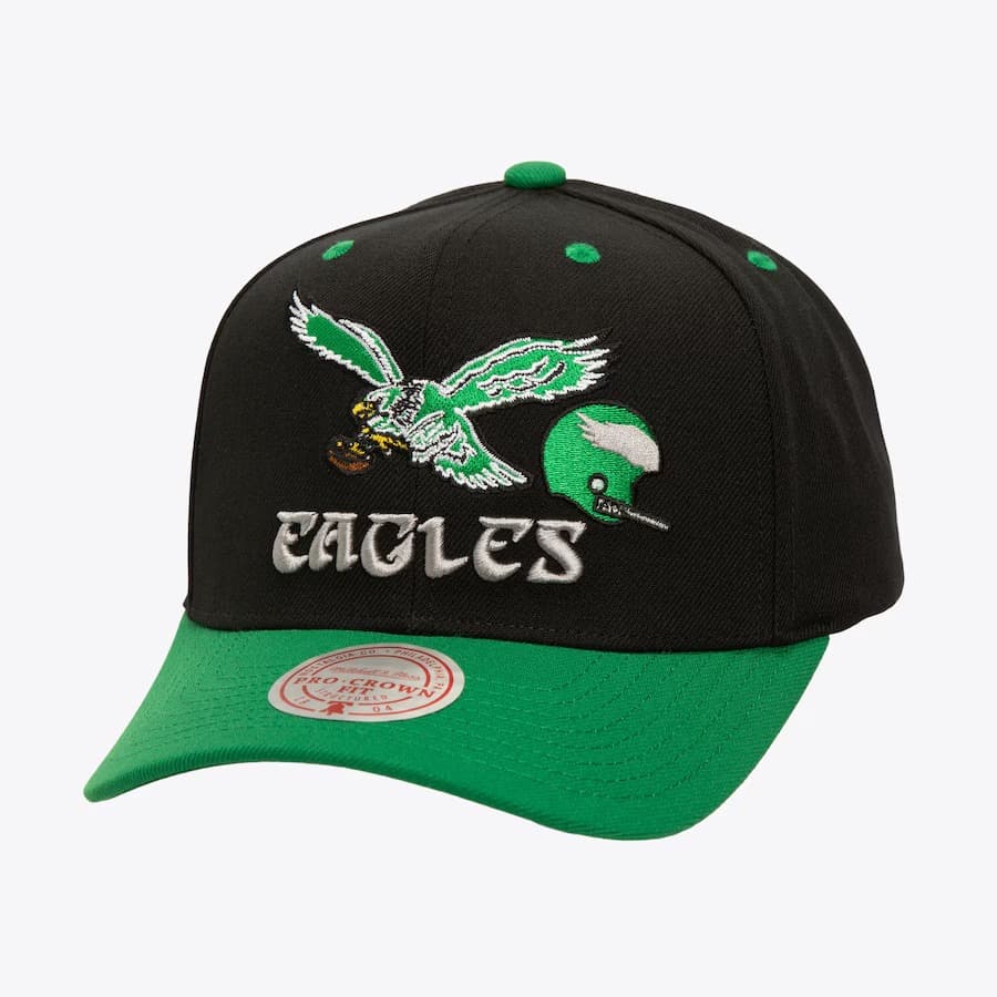 Бейсболка Mitchell & Ness Black Philadelphia Eagles All In 2.0 Pro Crown Snapback Hat