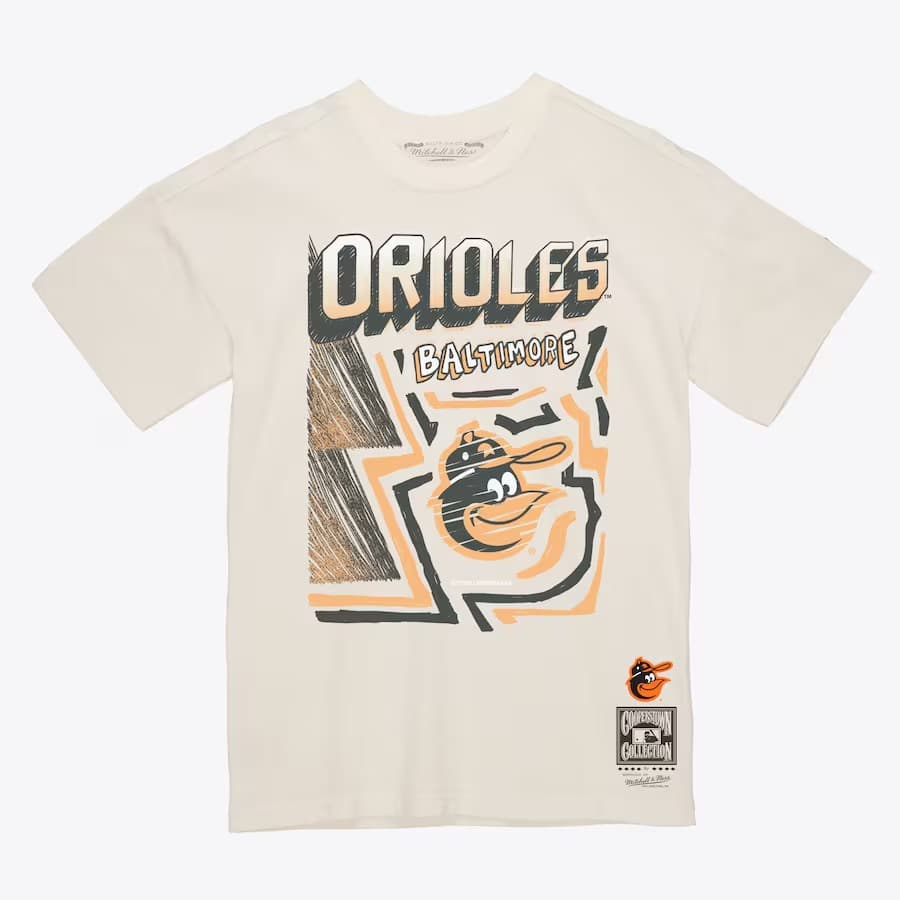 Футболка Mitchell & Ness Cream Baltimore Orioles Sidewalk Sketch T-Shirt