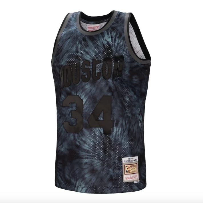 Баскетбольная джерси 1993-94 Houston Rockets #34 Hakeem Olajuwon Mitchell & Ness Tie-Dye Black Jersey