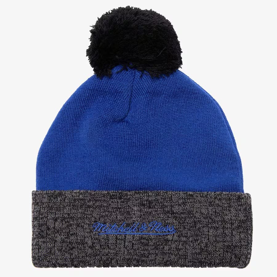 Шапка Mitchell & Ness Blue Silver Orlando Magic Hardwood Classics Two-Tone Cuffed Knit Hat with Pom
