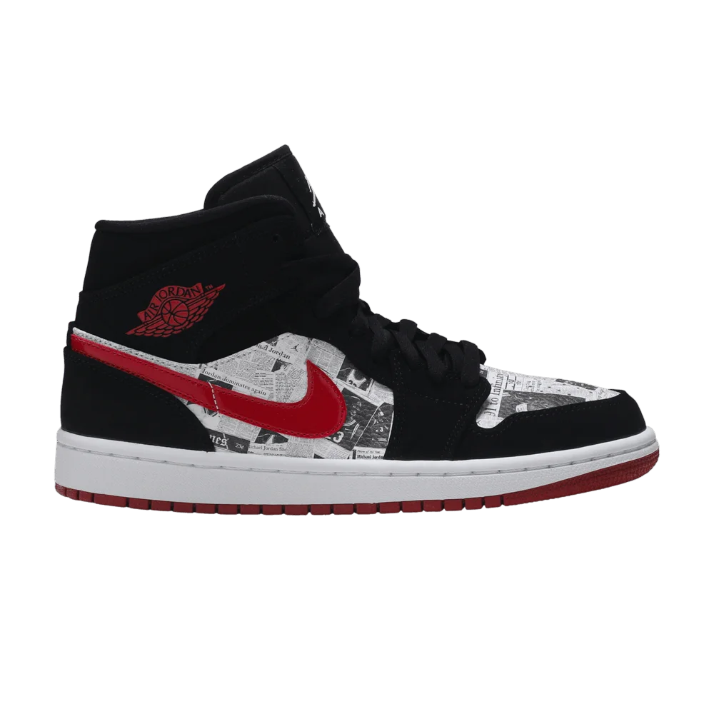 Кроссовки Air Jordan 1 Mid SE 'Newspaper Air Times'