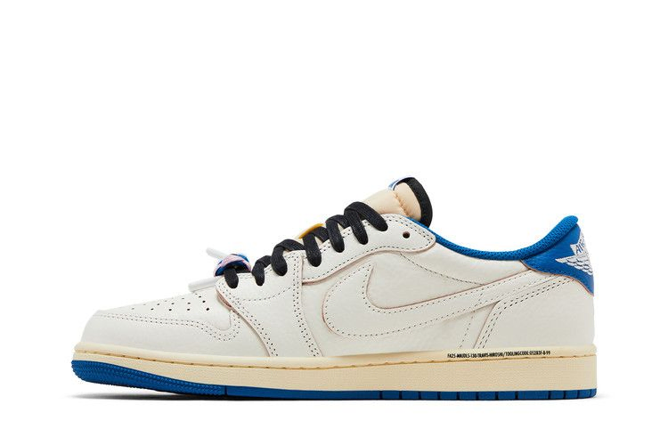Кроссовки Fragment Design x Travis Scott x Air Jordan 1 Retro Low OG SP 'Sail Military Blue'