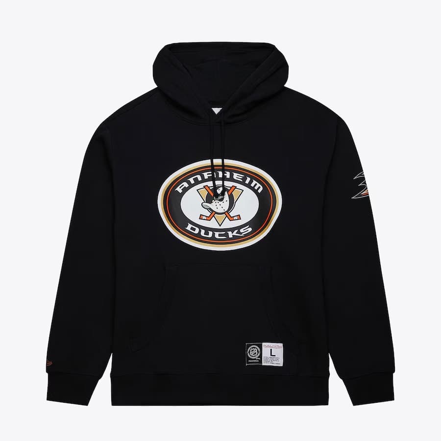 Худи Mitchell & Ness Black Anaheim Ducks Game Time Fleece Pullover Hoodie